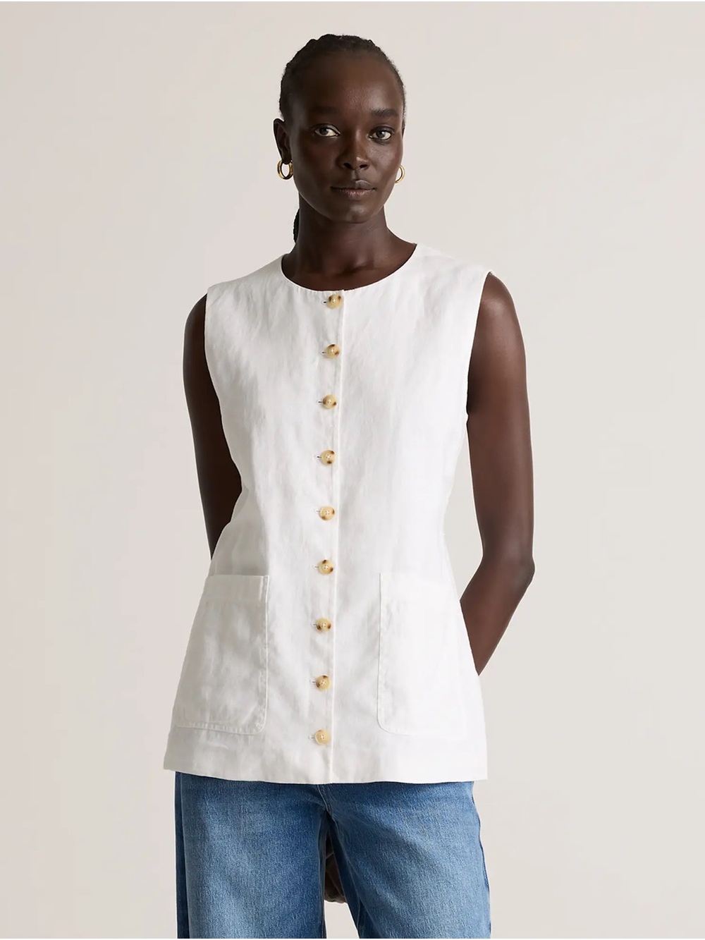NWT Quince 100% European Linen Longline Vest